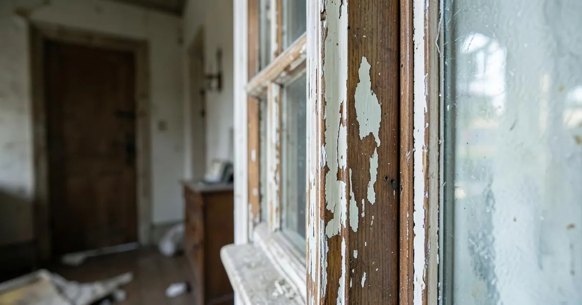 Peinture ancienne écaillée dans un logement à Auxerre