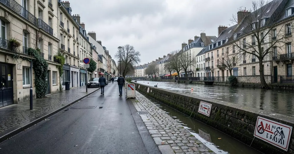 Quais et rue exposés au risque d’inondation à Auxerre